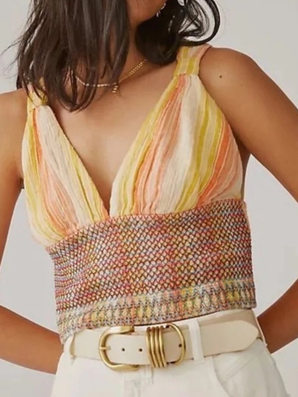 Anthropologie Striped Smocked Halter Top NWT